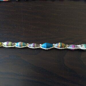 Paper Bead Choker & Long Necklace Set Colorful Hippie Y2K Boho Bohemian